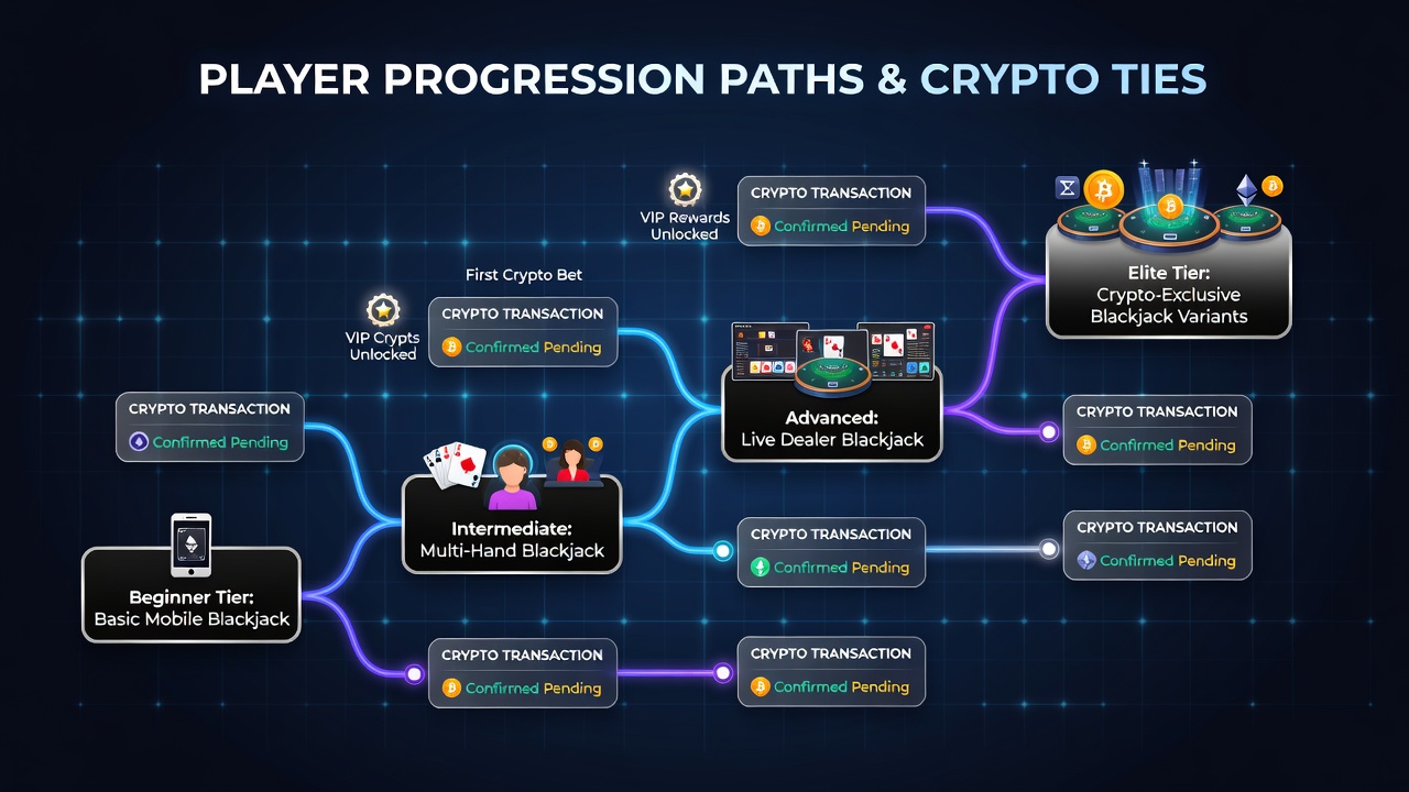 Chart displaying player progression metrics alongside cryptocurrency transaction speed comparisons