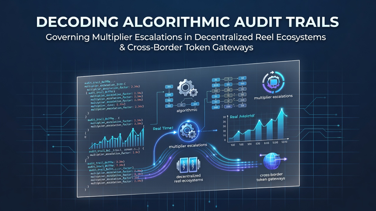 Visualization of blockchain-based reel mechanics with algorithmic audit trails and multiplier escalation pathways