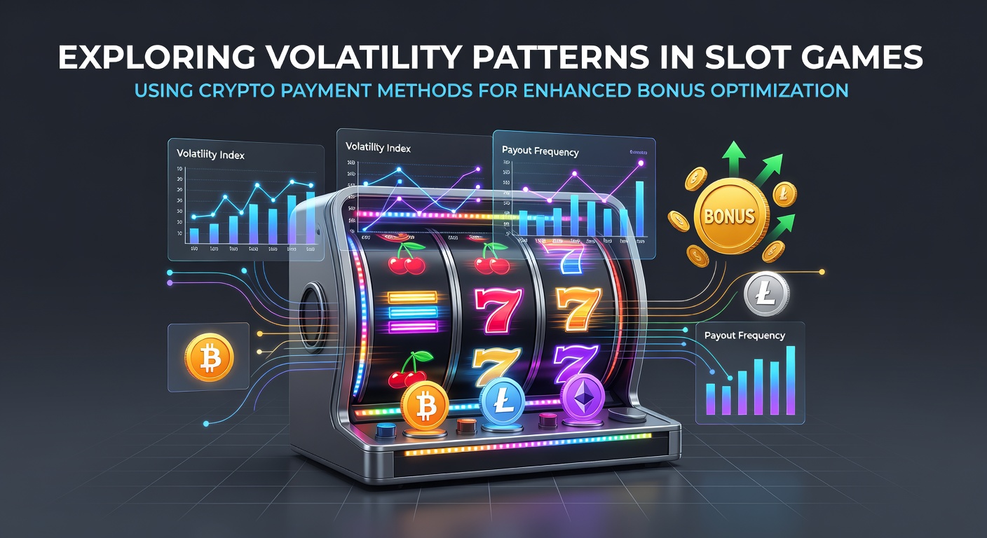 Slot game volatility chart showing payout patterns across high and low volatility options with crypto transaction overlays
