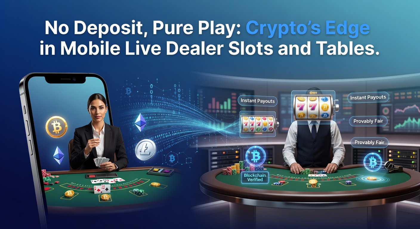 Vibrant mobile screen displaying a live dealer blackjack table with cryptocurrency wallet integration and no-deposit bonus highlights