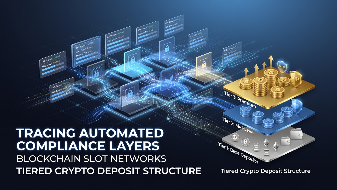 Flowchart illustrating tiered crypto deposit verification process within a blockchain slot compliance system